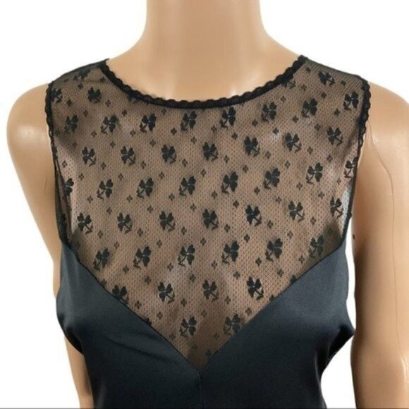 Vintage Jolie Two JC Penny Nightgown Black Size Large Lace Floral Nylon - Picture 4 of 12